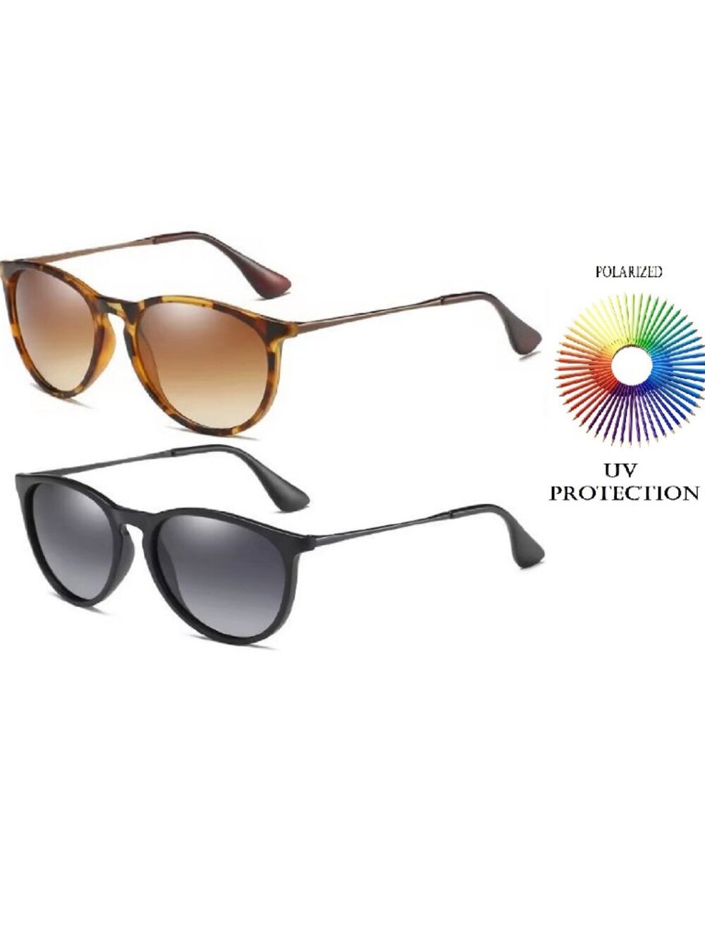 Black Polarized Unisex Sunglasses with UV Protection for Outdoors & Sports